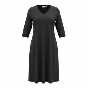 D&Co Active Black V Neck 3/4 Sleeve Midi Pocket Dress Women's Size‎ M